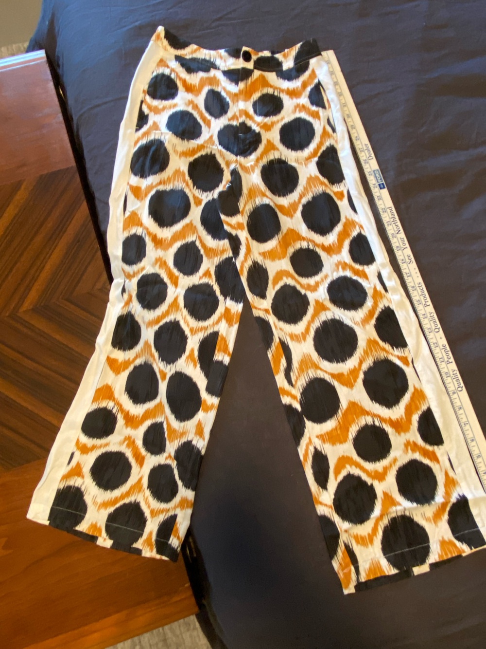 Anthropologie Black, White & Orange Printed Flowy Pants